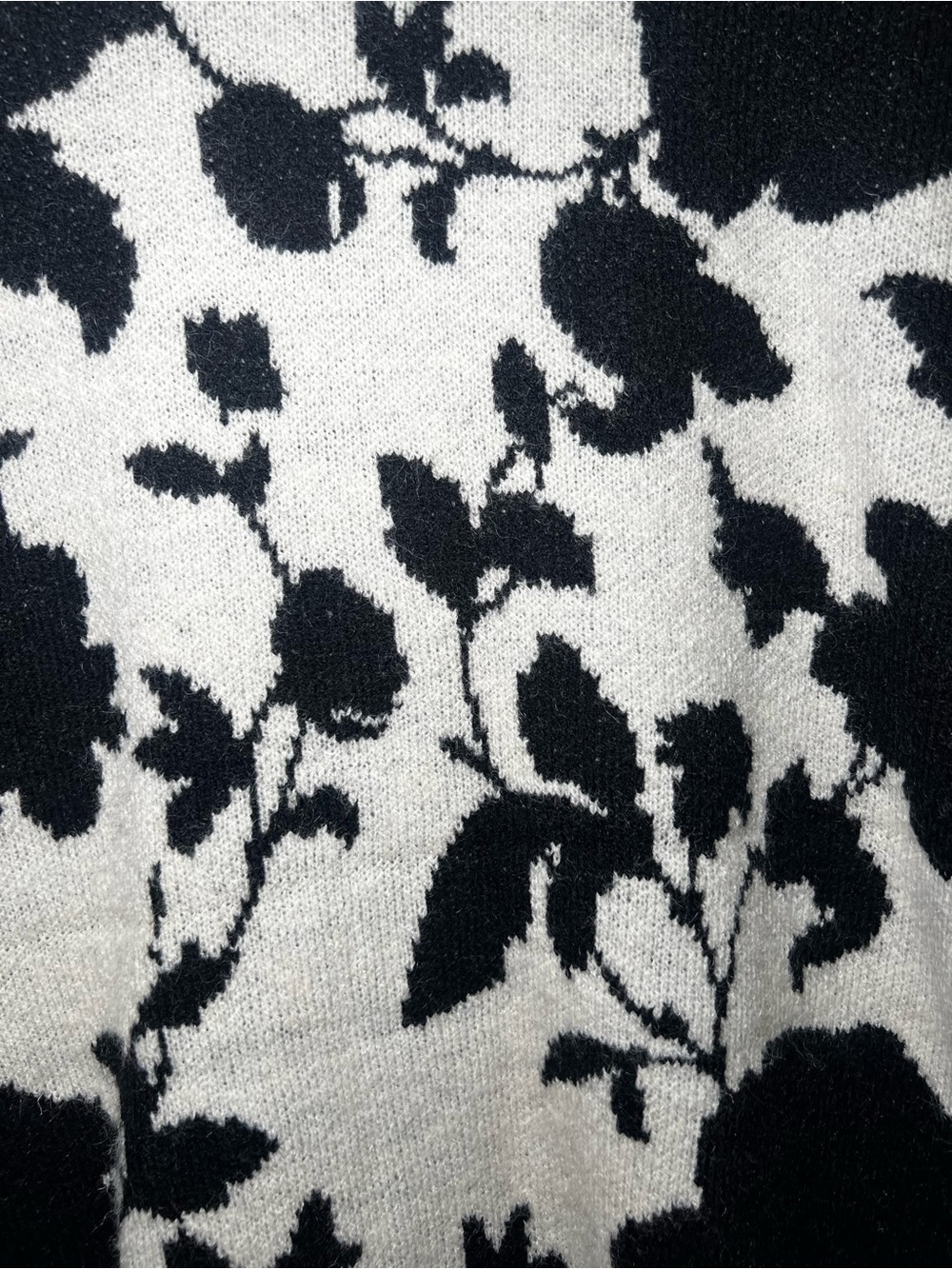 LuLaRoe Black and White Floral V-Neck Cardigan - Picture 4 of 5